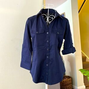 New York & Company Dark Blue Collared Shirt